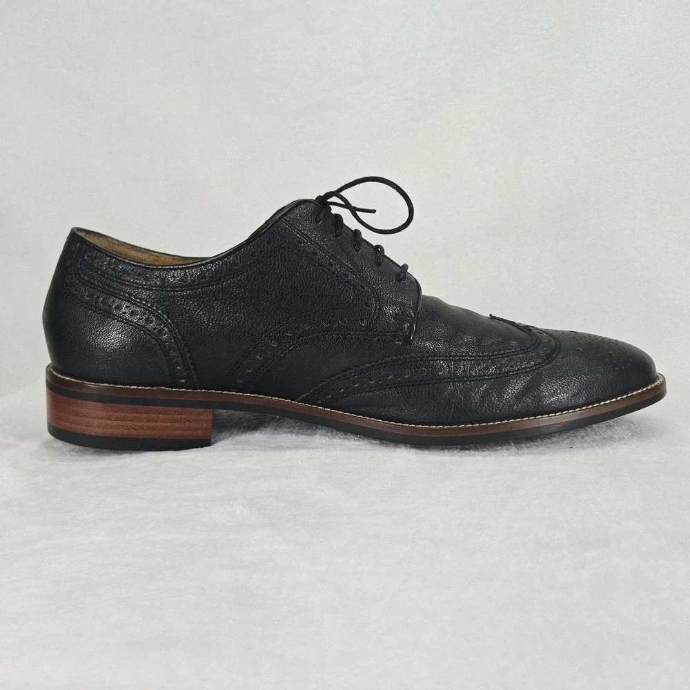 Cole Haan Shoes Mens 11.5 Black Wingtip Oxford Brogue Cap Toe Grand.OS Leather